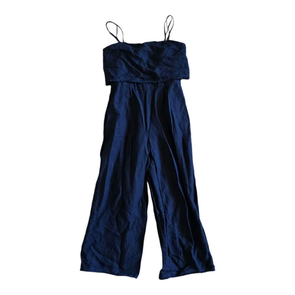 Dolce Vita Navy Blue Fringe Linen Blend Jumpsuit S